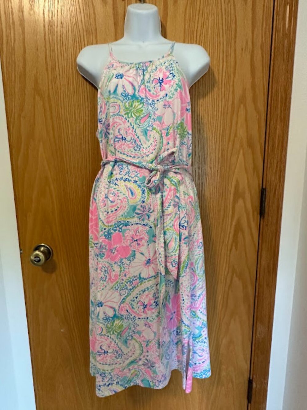 Lilly Pulitzer Mabry Paisley Print Cotton Maxi Dress with Tie Waist -Size Large - Picture 4 of 8